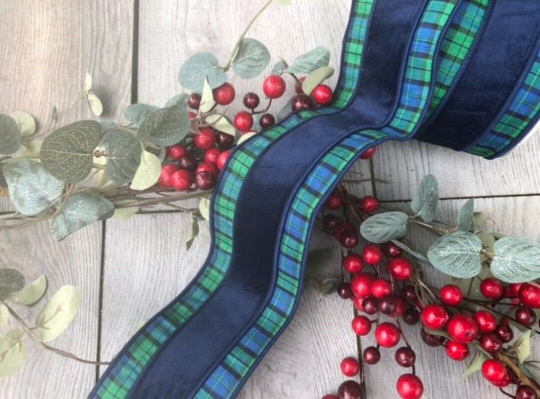 2025 EXCLUSIVE 4" X 10 Yard Designer Ribbon - Crown Velvet Plaid Stipe Christmas Holiday Fall Che... | Etsy (US)
