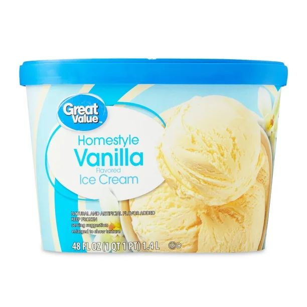 Great Value Homestyle Vanilla Flavored Ice Cream, 48 fl oz - Walmart.com | Walmart (US)
