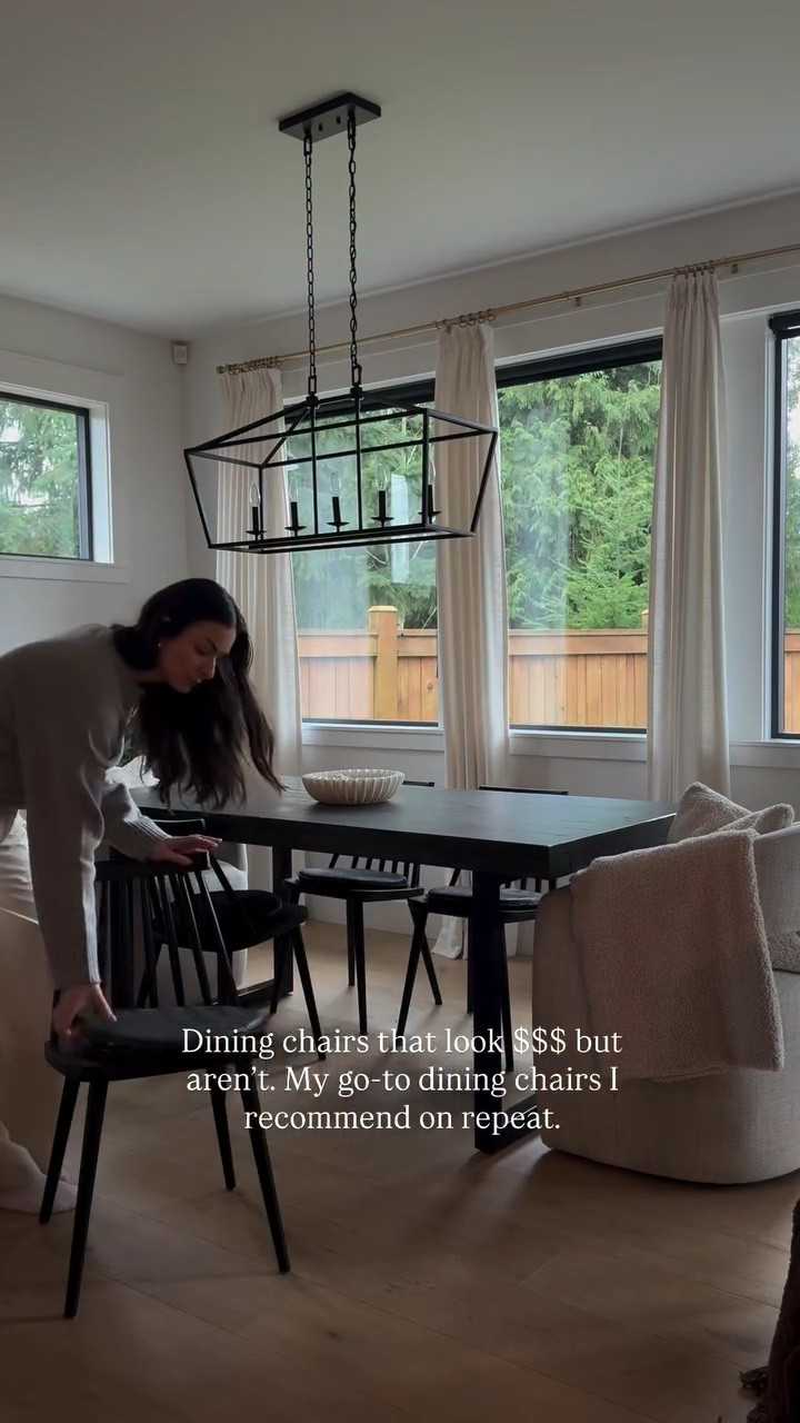 As someone who sources pieces for clients all the time, I will say this: dining chairs matter more than you think. 

These chairs are durable, kid-friendly and super affordable. I highly recommend if you’re wanting an elevated look on a realistic budget. 

Details linked along with my dining room favourites, comment “SHOP” for the links 🤍✨