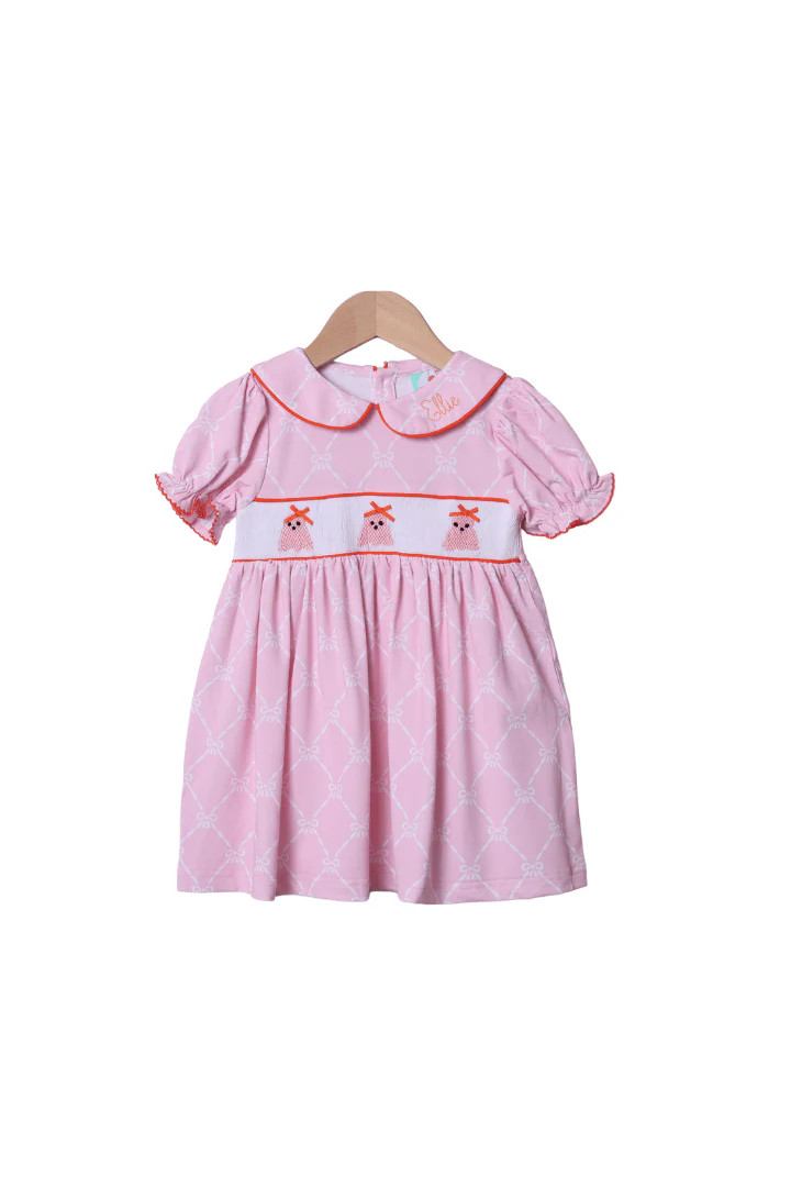 Smocked Pink Trellis Ghost Dress | The Smocked Flamingo