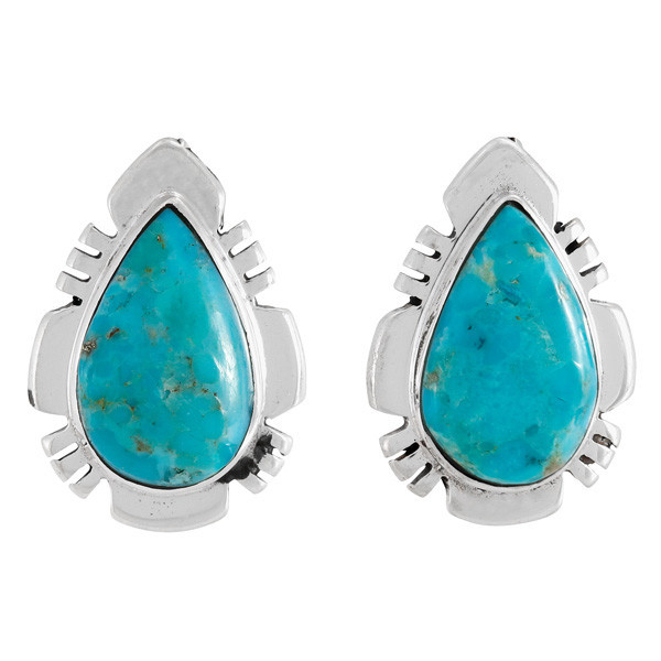 Turquoise Earrings Sterling Silver E1482-C75 | TURQUOISE NETWORK