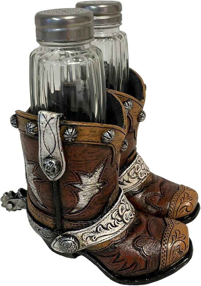 De Leon Collections 14181 Cowboy Boots Brown and Silver Tone 5.7 Inch Polyresin and Glass Western... | Amazon (US)