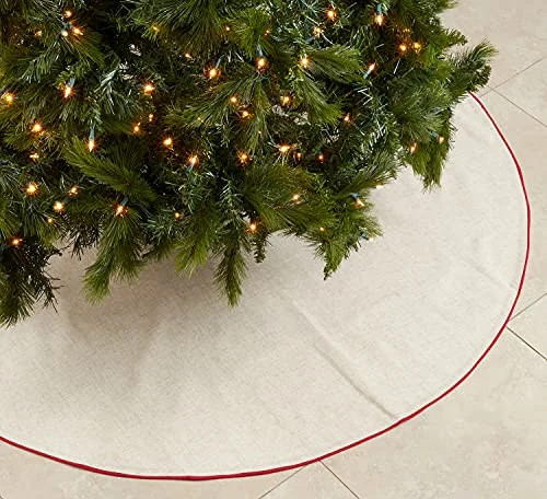 Fennco Styles Red Piping Design Decorative Christmas Tree Skirt 72 Inch Round - Linen Blend Holid... | Walmart (US)