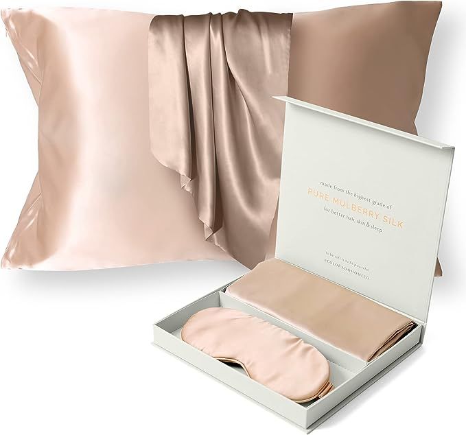 Amazon.com: Colorado Home Co Silk Pillowcase for Hair and Skin - Nude Champagne Queen Size 100% S... | Amazon (US)