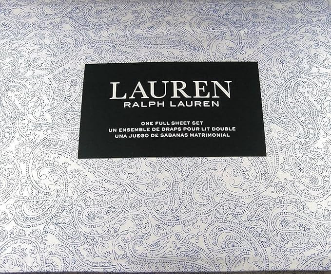 Lauren Ralph Lauren soma Blue Ink Paisley 4P Extra Deep Full Sheet Set Cotton White Ground (Full) | Amazon (US)