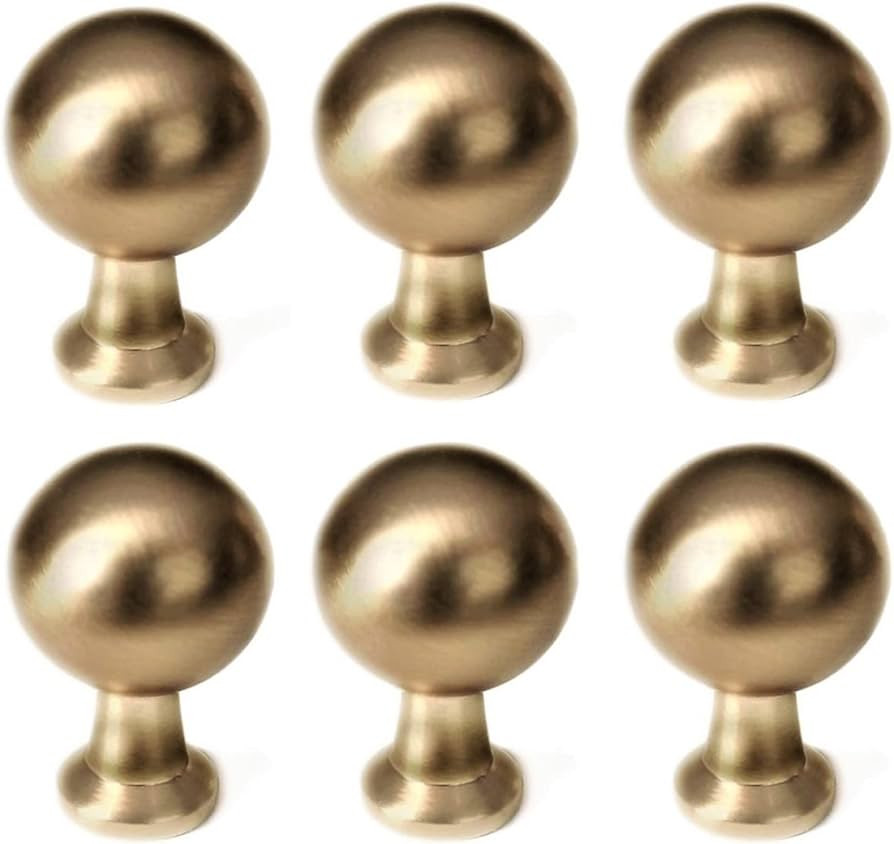 French Furniture Fittings Set of 6 Matt Brushed Brass Kitchen Cupboard knobs, Matt Brushed Brass,... | Amazon (UK)