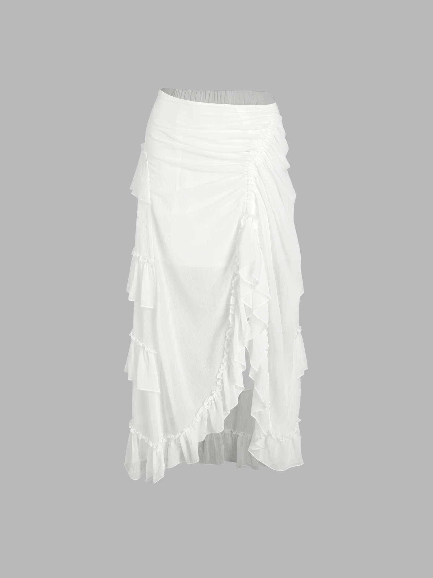 Ruffle Sheer High Waist Maxi Skirt | Cider