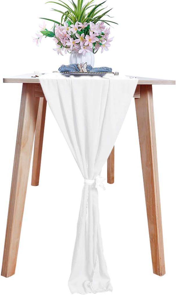 Chiffon-Table-Runner White 29x120 Inch Sheer Table Runner 10FT Long Garden Table Runner Chiffon... | Amazon (UK)