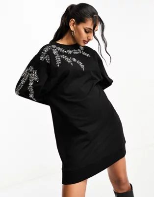 ASOS DESIGN oversized sweatshirt dress with embellishment detail | ASOS (Global)