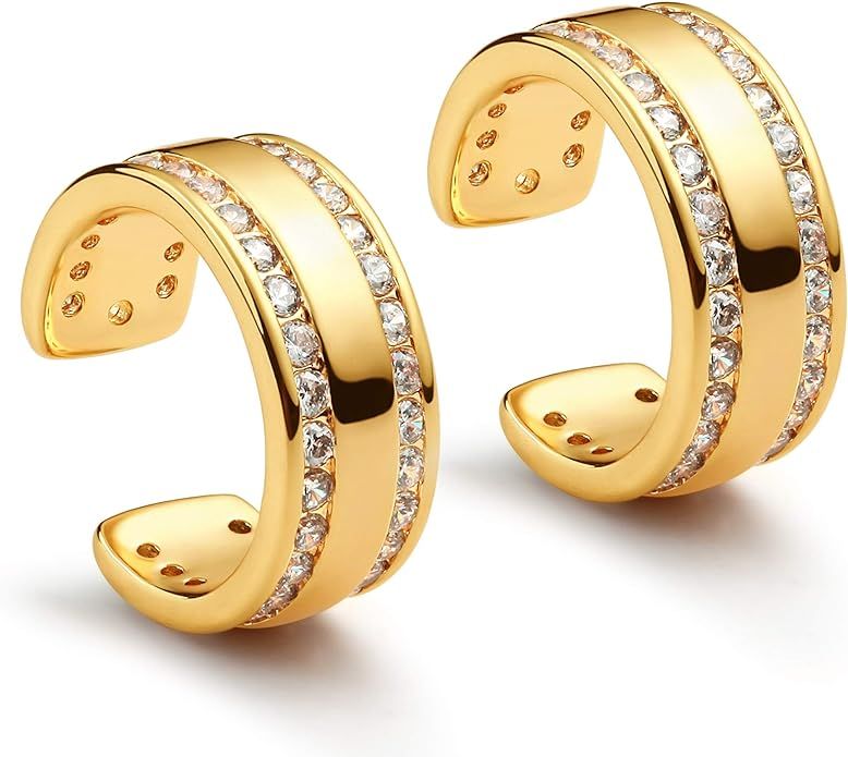 DREMMY STUDIOS Women Gold Ear Cuff Earrings 14K Gold Plated Non Pierced Tiny Ear Cuffs Huggie No ... | Amazon (US)