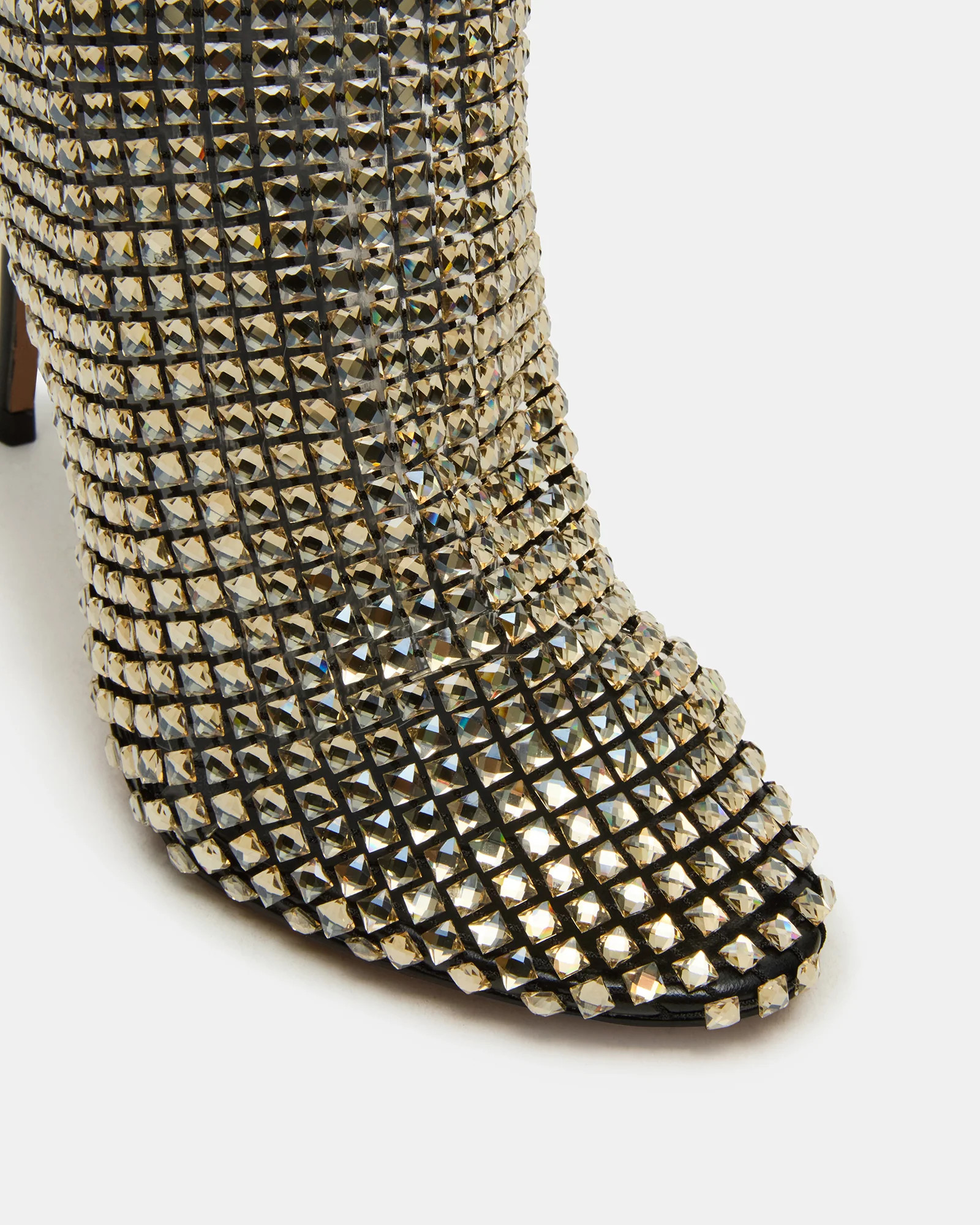DANCIN Gold Multi Stiletto Heeled Mesh Rhinestone Women's Ankle Boot | Steve Madden (US)