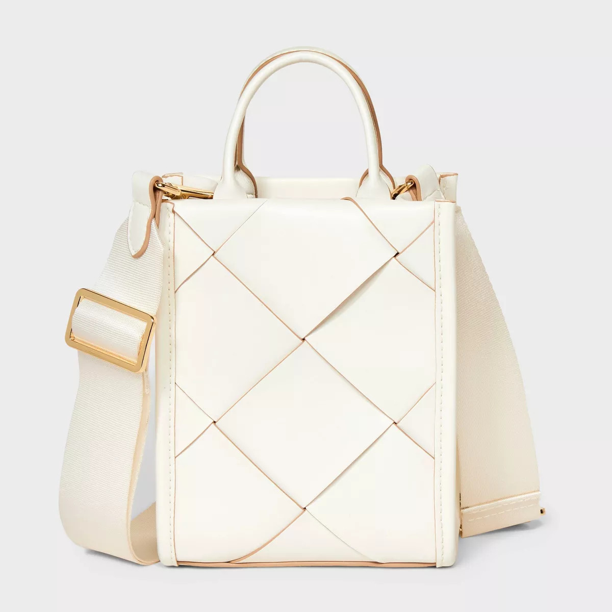 Straw Mini Boxy Tote Handbag - A New Day™ Natural/Black | Target