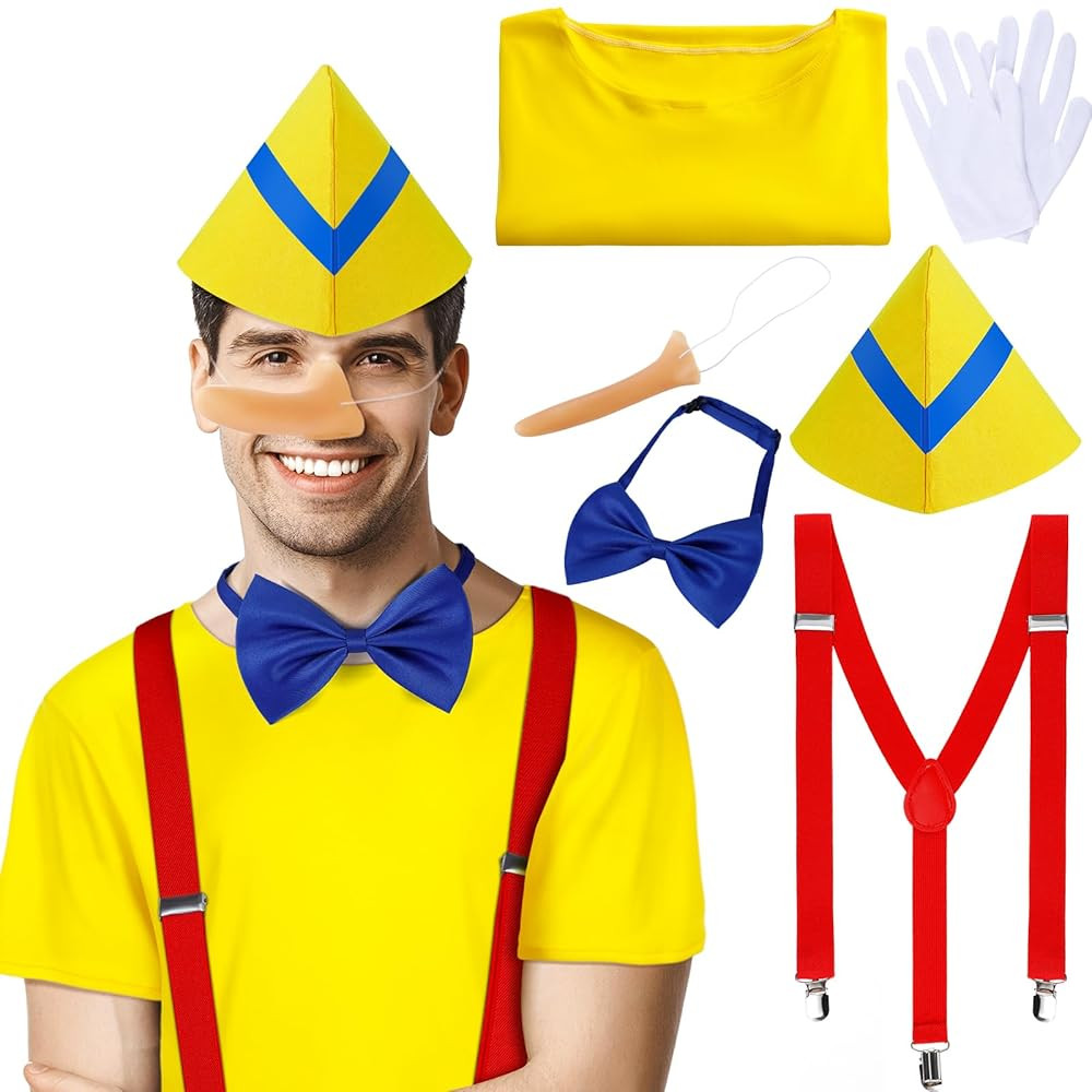 6 Pcs Storybook Costumes Fairy Tale Puppet Costumes Includes Short Sleeve Nose Hat Suspender Bow ... | Amazon (US)