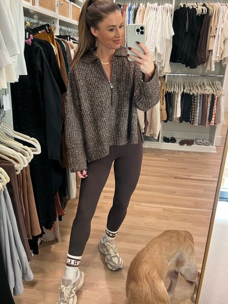 Live for a comfy athleisure look! This sweatshirt is so soft + love how it looks with espresso leggings 😍 wearing size small in both pieces 

#LTKfitness #LTKfindsunder100 #LTKstyletip