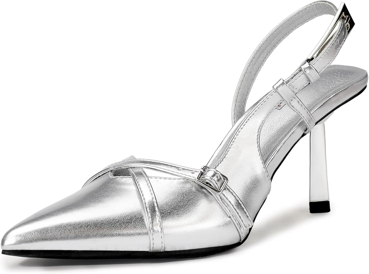 IDIFU IN3 Slingback Heels for Women Closed Toe Kitten Heels Women's Pumps Low Heel Dress Shoes fo... | Amazon (US)