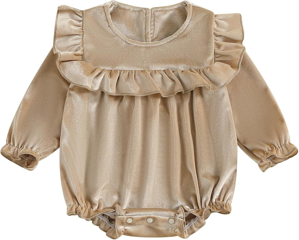 Ledy Champswiin Newborn Infant Baby Girl Winter Romper Solid Ruffled Jumpsuit Baby Velvet Shirt F... | Amazon (US)