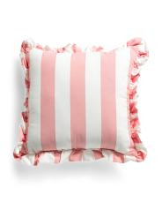 Made In Usa 18x18 Cabana Stripe Ruffle Indoor And Outdoor Pillow | TJ Maxx