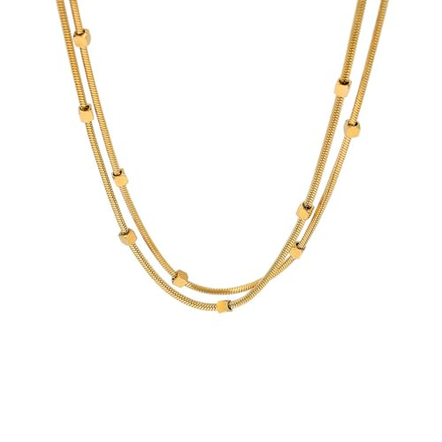 YXHOPELY Small Square Double Layered Necklace Light Luxury and High-End Feel Layered Necklaces for Women Fashionable Collarbone Chain Is Classic Fashion Jewelry | Amazon (US)