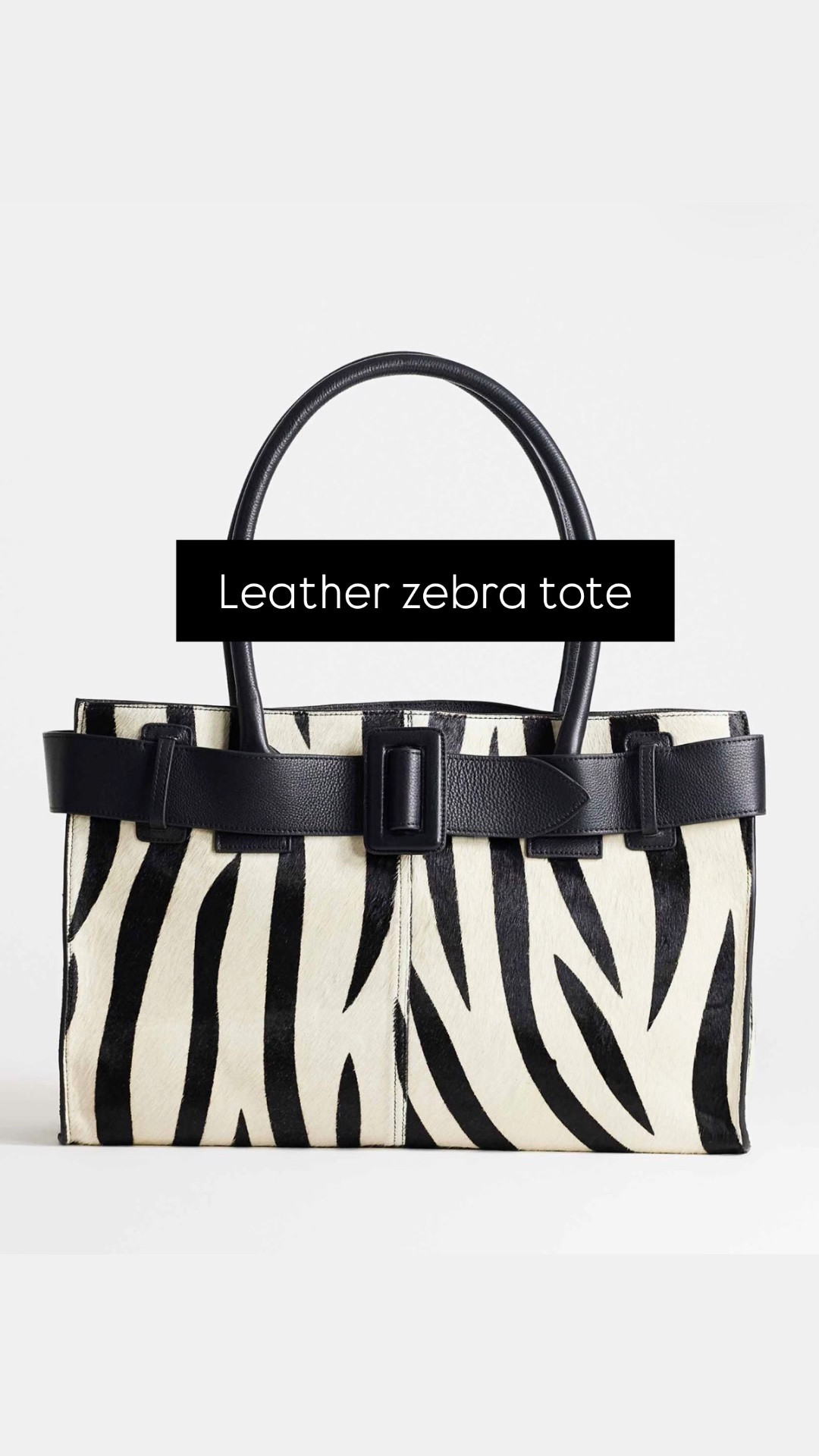 Leather zebra print tote