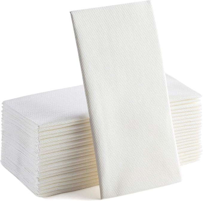 White Paper Napkins | Linen Feel Guest Disposable Cloth Like Dinner Napkins | Hand Towels | Soft,... | Amazon (US)