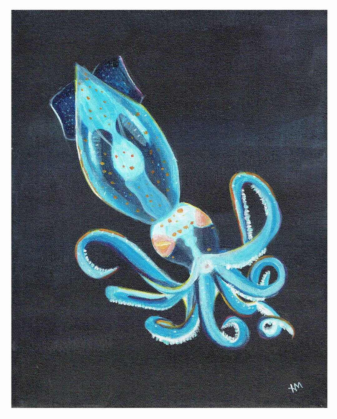 Bioluminescent Squid, Acrylic Digital Print 8x10 | Etsy (US)