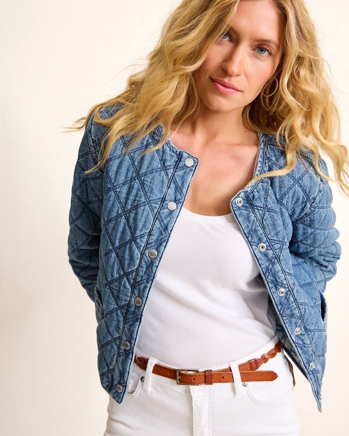 Quilted Cropped Denim Jacket | Tommy Bahama