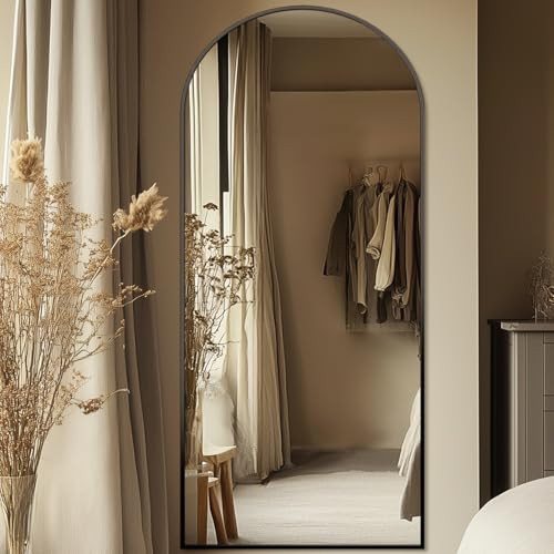 Full Length Mirror 71"x28" Oversized Arched Mirror Large Standing Mirror Tall Mirror Body Floor Mirror Wall Mirror Hanging Mirror for Bedroom Living Room Aluminum Frame Black | Amazon (US)