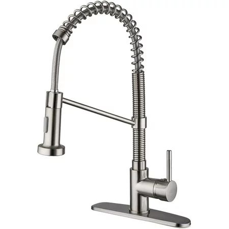Kitchen Sink Faucet,Spring Brass Kitchen Faucet with Pull Out Sprayer, Single Handle Kitchen faucets | Walmart (US)