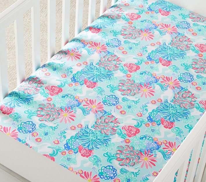 Lilly Pulitzer Unicorns in Bloom Organic Crib Fitted Sheet | Pottery Barn Kids