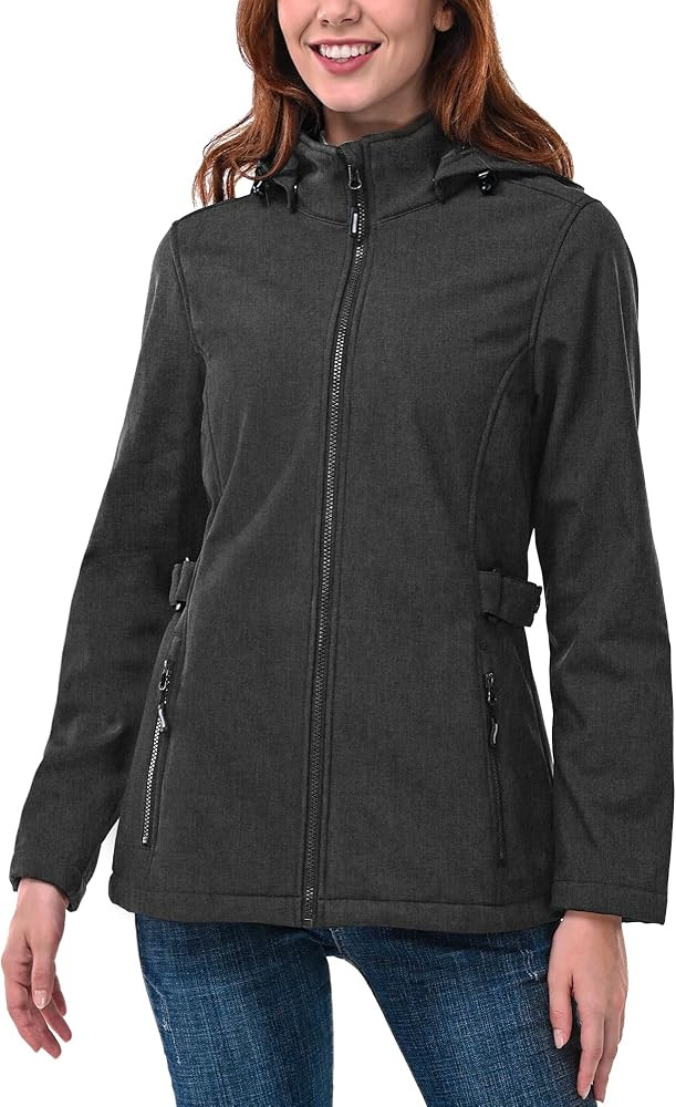 Outdoor Ventures Women's Softshell Jacket with Removable Hood, Insulated Windbreaker Waterproof W... | Amazon (US)