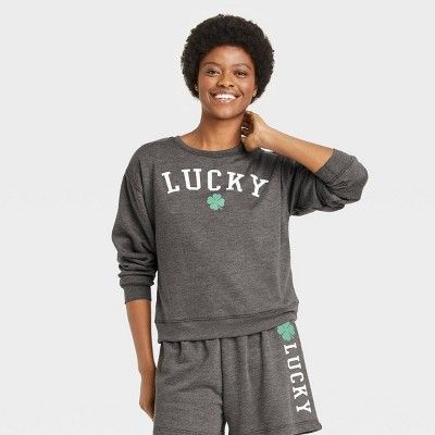 Women's St. Patrick's Day Lucky Graphic Sweatshirt - Gray | Target