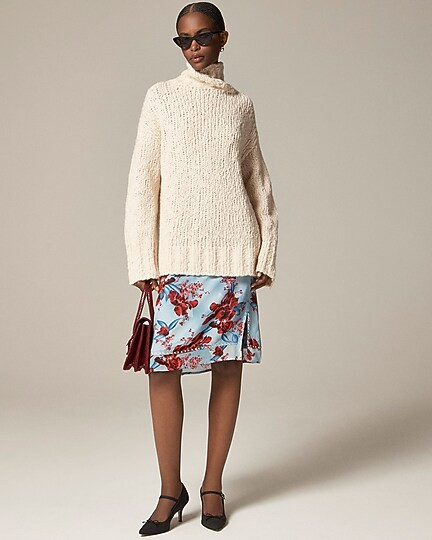 Oversized turtleneck sweater in textured yarn | J. Crew US
