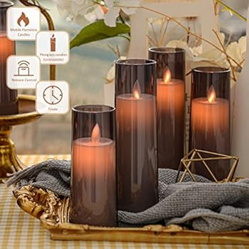 Kakoya Flickering Flameless Candles, Battery Operated Acrylic LED Pillar Candles with Remote Cont... | Amazon (US)