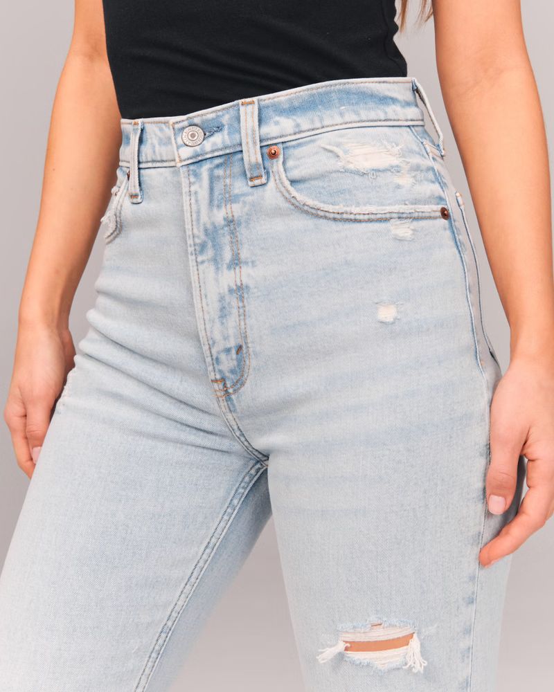 Curve Love Ultra High Rise Ankle Straight Jeans | Abercrombie & Fitch (US)