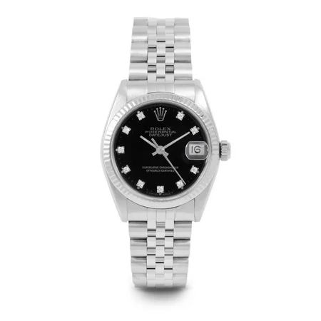 Pre Owned Rolex Datejust 6827 w/ Black Diamond Dial 31mm Women s Watch (Certified & Warranty Include | Walmart (US)