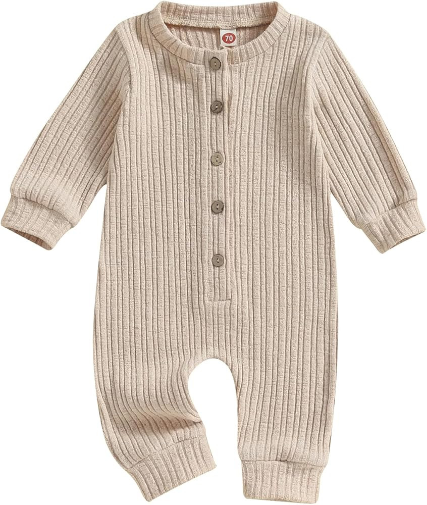 Cevoerf Infant Baby Girl Boy Fall Clothes Knit Long Sleeve Onesie Ribbed Romper Jumpsuit Sweater ... | Amazon (US)