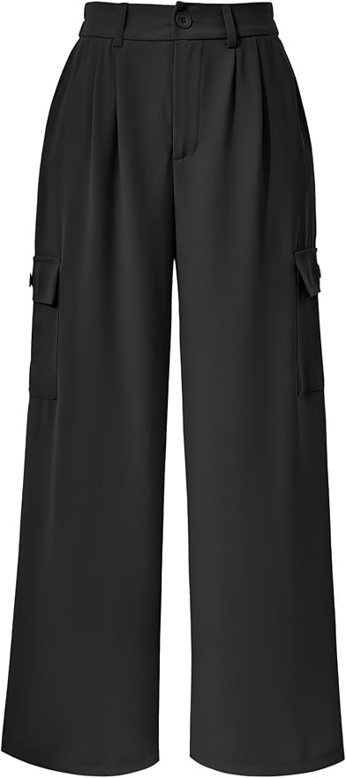 PRETTYGARDEN Women's Wide Leg Cargo Pants High Waist Business Casual Trousers Pant with Pockets | Amazon (US)