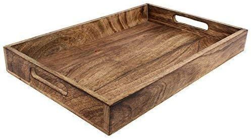 GoCraft Handmade Classic Wooden Tray Medium Size | Serveware Kitchen Accessories Tray - 15" | Amazon (US)