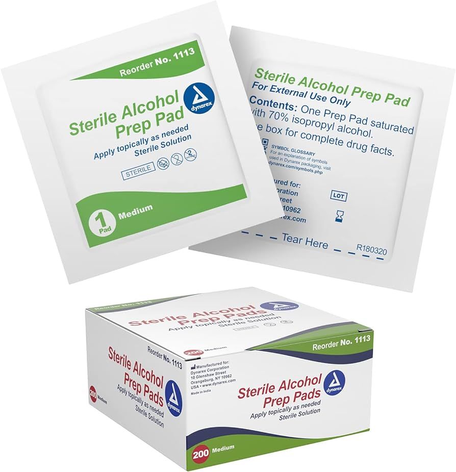 Dynarex 1113 Alcohol Prep Pad Sterile, Medium, Pack of 200 | Amazon (US)