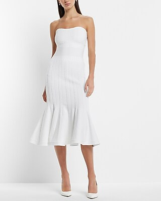 Bridal Strapless Flounce Hem Sweater Dress | Express