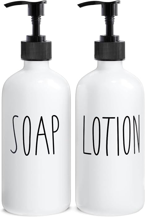 MOMEEMO White Soap Dispenser Bathroom Set, Contains Hand and Lotion Dispenser, Suitable for Bathr... | Amazon (US)