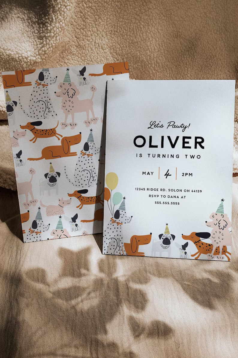 Dog Birthday Invitation, Puppy Pawty Invitation, Dog Theme Birthday Invite, Pawty Birthday Invita... | Etsy (US)
