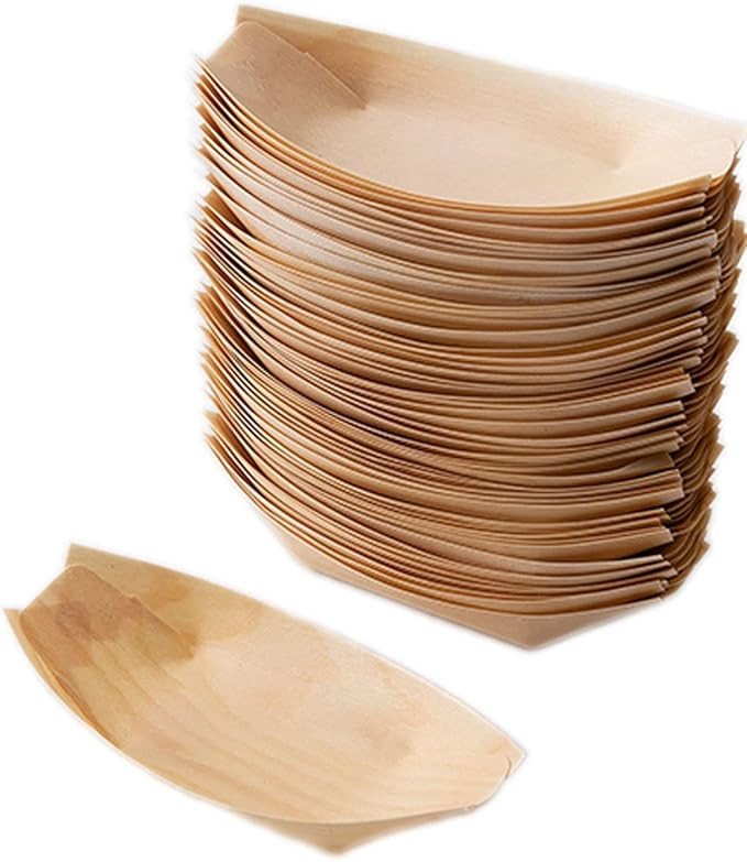 Disposable Wood Boat Plates/Dishes (300, 7''Long x 3.3''Widex0.7''High) | Amazon (US)