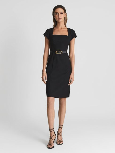 Reiss Black Haisley Regular Tailored Dress | Reiss UK