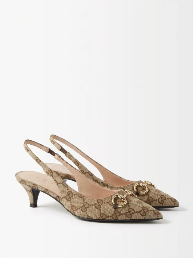 Gucci GG Monogrammed Slingback Pumps | Senser US