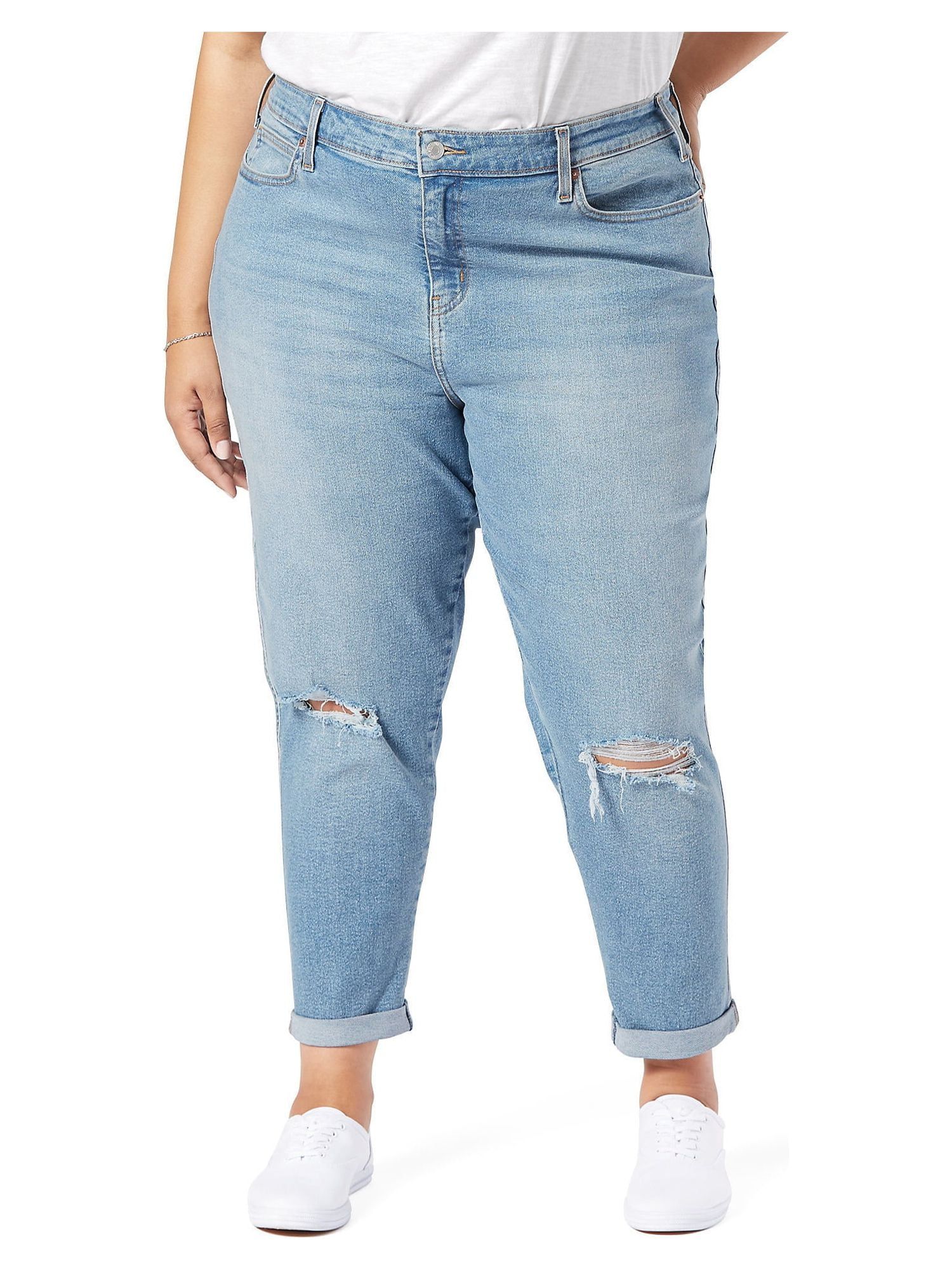 Signature by Levi Strauss & Co. Women's Plus Size Heritage Mid Rise Slim Fit Boyfriend Jeans | Walmart (US)