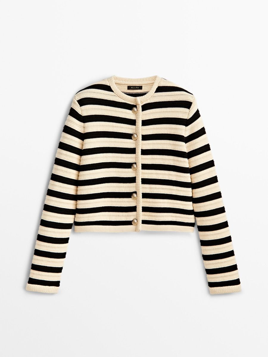 Striped knit cardigan with buttons | Massimo Dutti (US)