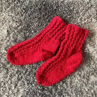 Vintage Christmas Girl Wool Socks Red Hand Knitted Winter Woven Very Warm Natural Sheep Children Clothes Scandinavian | Etsy (US)