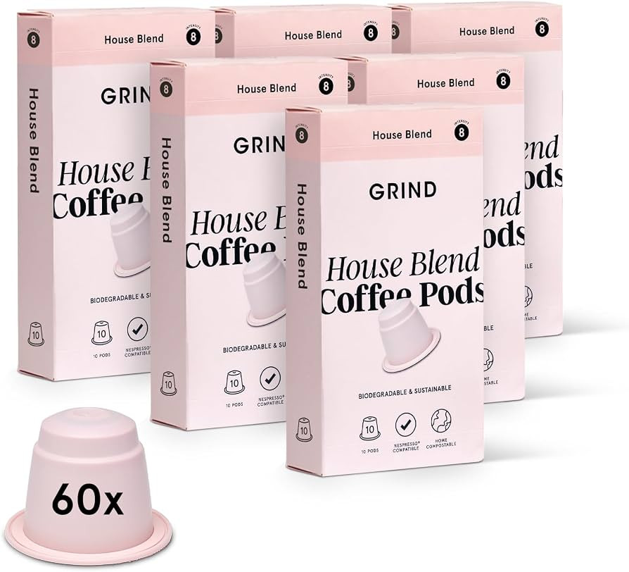 Grind House Blend Coffee Pods – Pack of 60 Biodegradable Capsules – 100% Arabica – Nespress... | Amazon (UK)