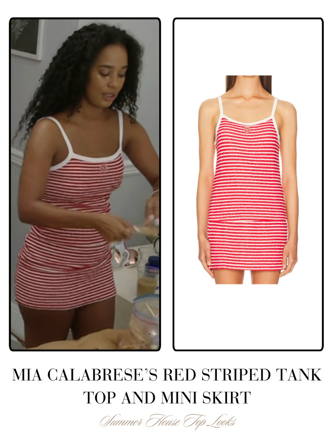 Mia Calabrese's Red Striped Tank Top and Mini Skirt  

 